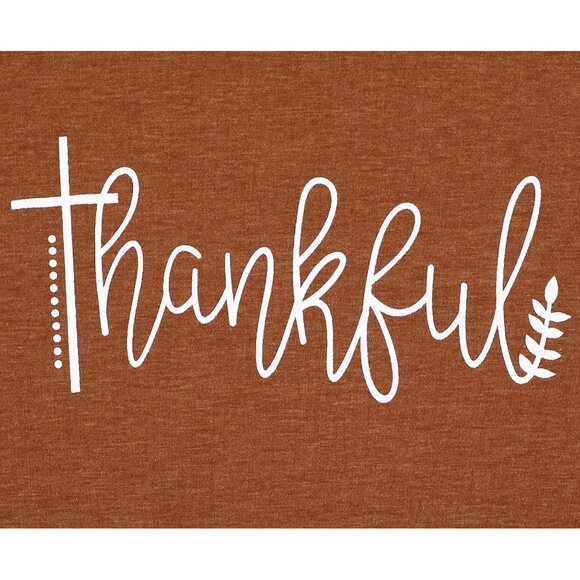 Plus Size Thanksgiving T-Shirt Women Thankful Letter Print Short Sleeve Casual - Picture 4 of 6
